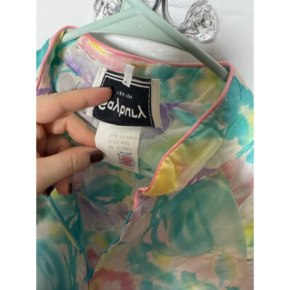 Vintage Saybury Pastel Floral Granny Floral House Dress Robe Jacket Housecoat XS - Picture 6 of 8